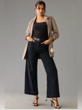 The Colette High-Rise Crop Wide-Leg Jeans by Maeve, Black, size 30/W10